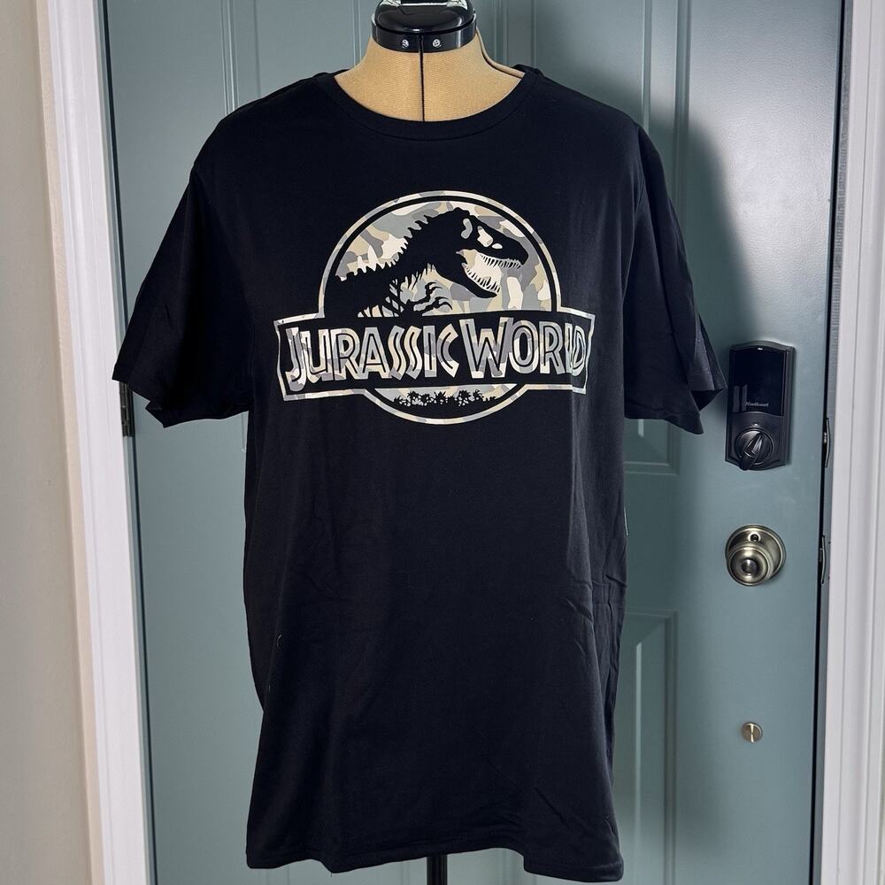Jurassic World T Shirt Mens XL Black Logo Graphic Movie Dinosaur Universal